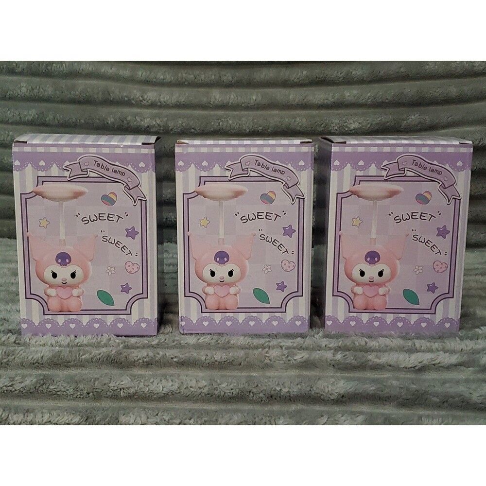 Set of 3 Small Kuromi Table Lamps 2 Black/ 1 Pink New - Picture 3 of 13